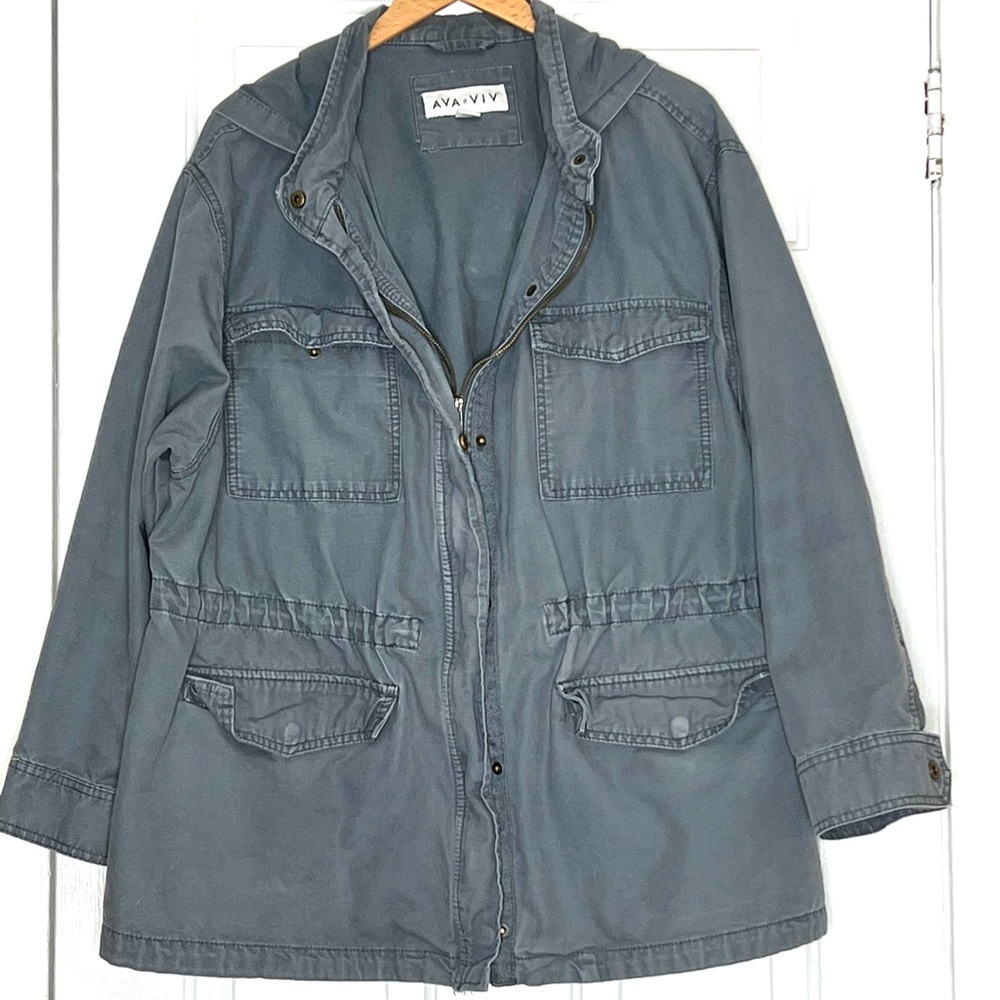 Ava & Viv Grey Utility Army Jacket Coat